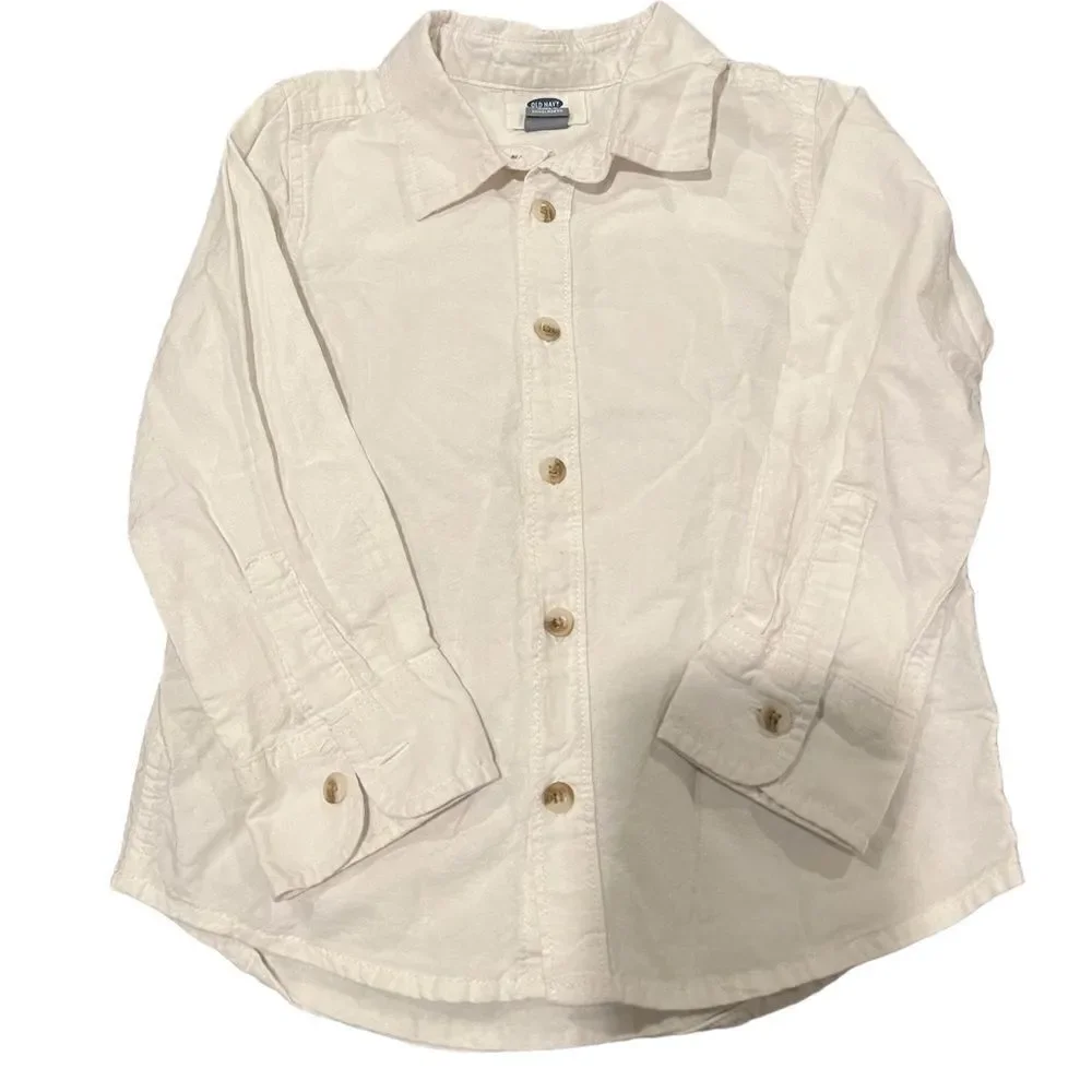 Old Navy white long sleeved cotton button down shirt youth size 5T